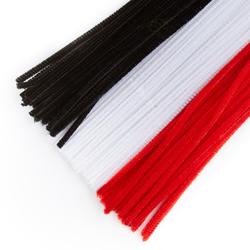Red, Black, and White Pipe Cleaners, 12'' x 6 mm Diameter, Red / Burgundy, Craft Supplies from Factory Direct Craft
