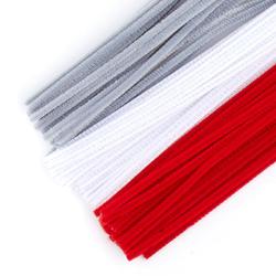 Red, White, and Grey Pipe Cleaners