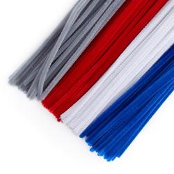 Red, White, Blue, and Grey Pipe Cleaners