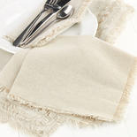 Dozen Linen Blend Cloth Napkins with Fringe Edges