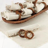 Linen Cloth Napkins and Grapevine Napkin Rings Set