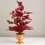 Sparkling Red Artificial Holly Tree Topiary