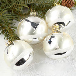 Hand Painted Silver Christmas Ball Ornaments