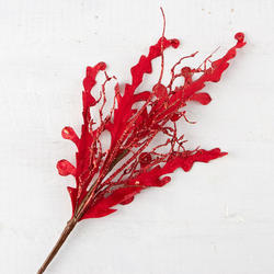 Red Glitter Artificial Floral Spray