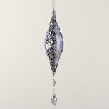 Silver and Black Sequined Teardrop Ornament