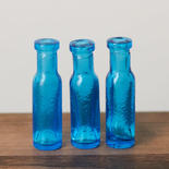 Mini Blue Glass Wine Bottle Set