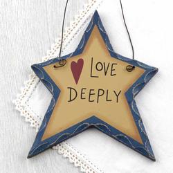 Primitive "Love Deeply" Star Ornament
