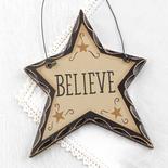 Rustic "Believe" Star Ornament