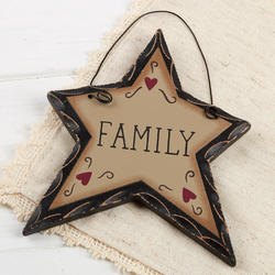 Primitive "Family" Star Ornament