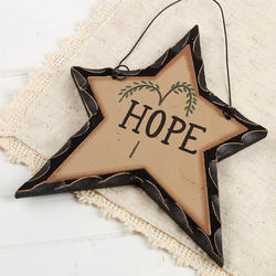 Primitive "Hope" Star Ornament