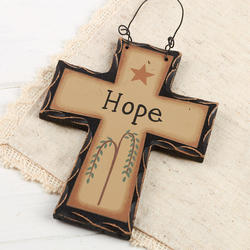 Primitive "Hope" Cross Ornament