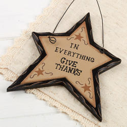 Primitive "Give Thanks" Star Ornament