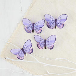 Factory Direct Craft Purple Feathered Artificial Butterflies 