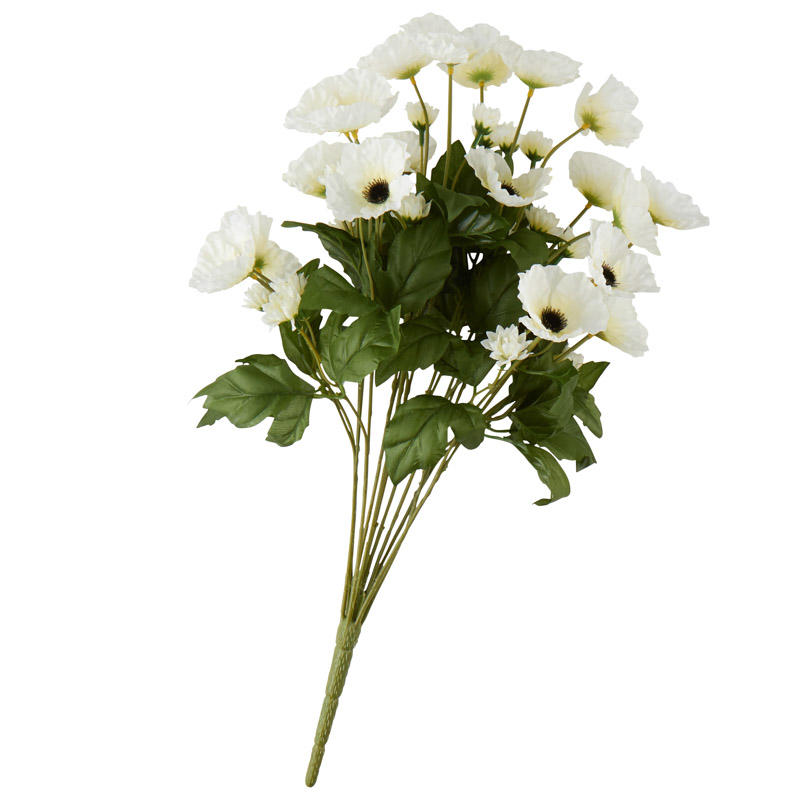 Cream Artificial Poppy Bush - Bushes + Bouquets - Floral Supplies ...