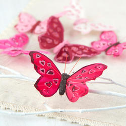 Red and Pink Heart Artificial Butterflies