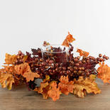 Autumn Artificial Leaf and Berry Candle Holder