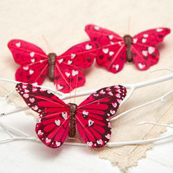 Assorted Red Heart Artificial Butterflies