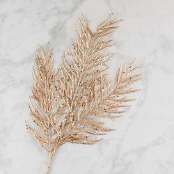 Gold Glittered Artificial Coral Fern Spray