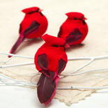 Artificial Cardinal Mushroom Birds