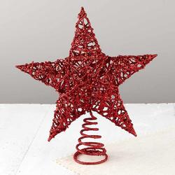 Red Glitter and Sequin Star Tree Topper