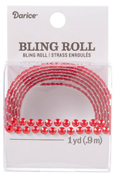 Red Double Row Rhinestone Bling Sticker Roll