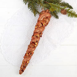 Large Copper Glittered Icicle Ornament