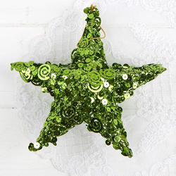 Green Sequin Metal Star Ornament