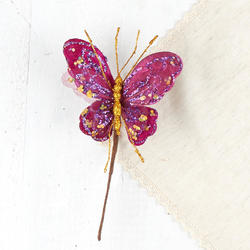 Purple Velvet Artificial Butterfly Pick