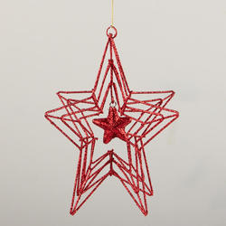 Red Dimensional Wire Star Ornament