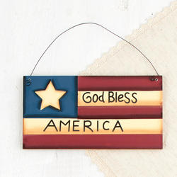 Primitive "God Bless America" Patriotic Flag Ornament