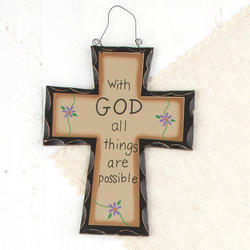 Rustic "With God all things are possible" Cross Wall Hanger