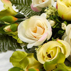 Cream and Green Artificial Rose and Gladiolus Half Bush