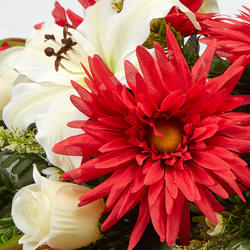 Red Artificial Gerbera Daisy, Lily, and Gladiolus Half Bush