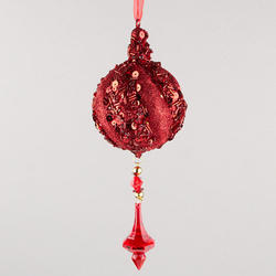 Red Sequined Christmas Ball Ornament