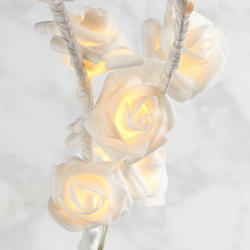 Battery-Operated White Artificial Rose LED Spray
