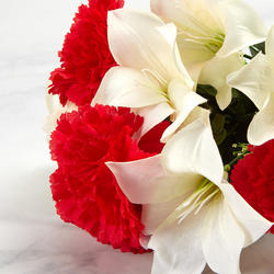 Red Artificial Carnation and Lily Bush
