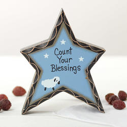 Primitive "Count Your Blessings" Chunky Wood Star
