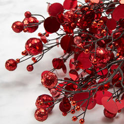 Red Glittered Ball and Sequin Bush
