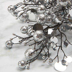 Silver Glittered Ball and Sequin Bush