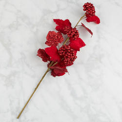 Red Glittered Artificial Berry Cluster Spray