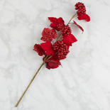 Red Glittered Artificial Berry Cluster Spray