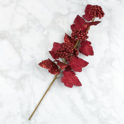 Burgundy Glittered Artificial Berry Cluster Spray