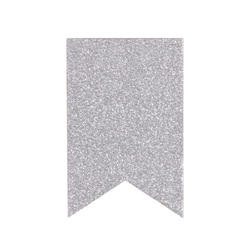 Silver Glittered Pennant Banner Flags