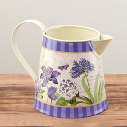 Purple Clematis Print Watering Can Planter