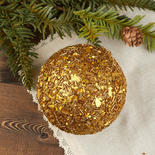 Gold Sequined Christmas Ball Ornament