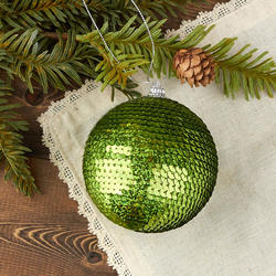 Green Sequined Christmas Ball Ornament