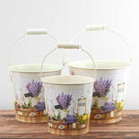Lavender Print Tin Planter Set