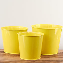 Yellow Tin Planter Set