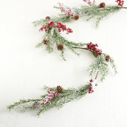 Snowy Pine Garland with Berry Clusters