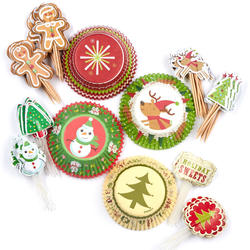 Assorted Holiday Cupcake Liners and Decorative Picks
